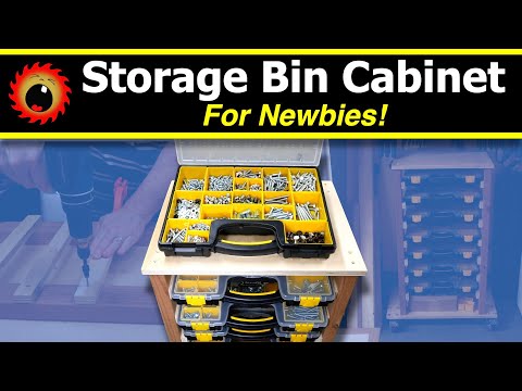 Easy DIY Storage Bin Organizer Cabinet, for