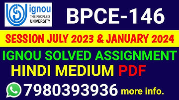 BPCE 146 Solved Assignment 2023-24 Hindi, BPCE 146 Solved Assignment 23-24, BPCE-146 Assignment