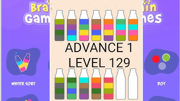 Brain Games Water Sort Advance 1 Level 129 |solution walkthrough gameplay| water Sort puzzle