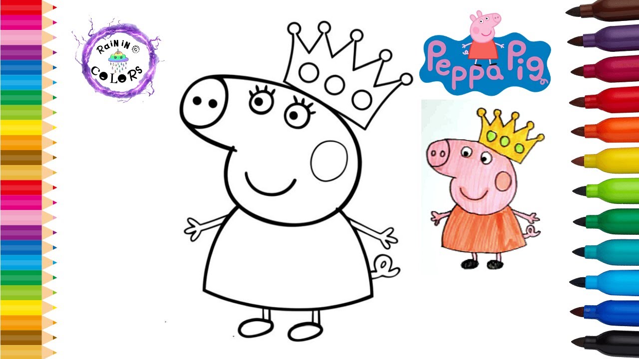 Drawing Princess Papi Princess Peppa Pig Cute Easy Drawing And Coloring #peppapig #princess # ...