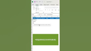 Excel Trick 36 - How to generate automatic serial number in MS Excel when data updated? #shorts