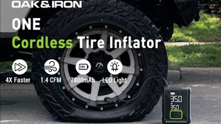 OAK AND IRON TIRE INFLATOR.