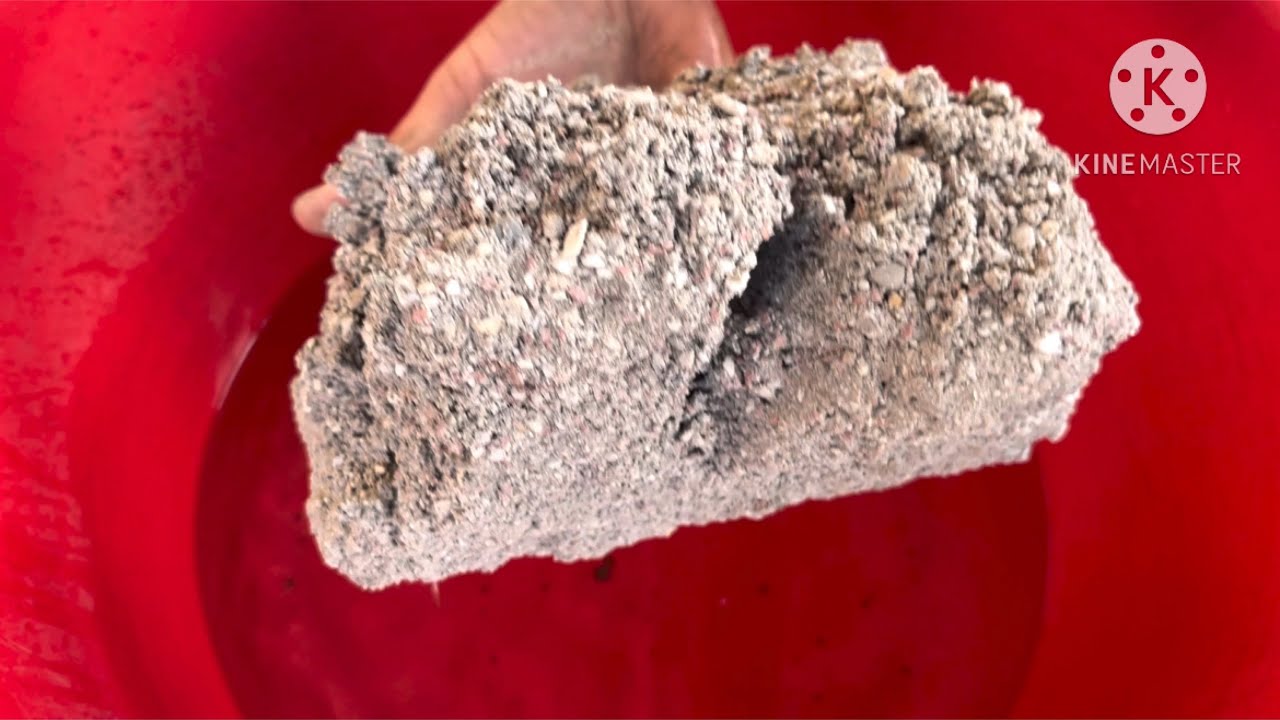 Dusty sand cement big chunks crumbling in water 💦 #satisfying 