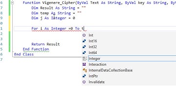 Vigenere Cipher Encryption in VB 2015