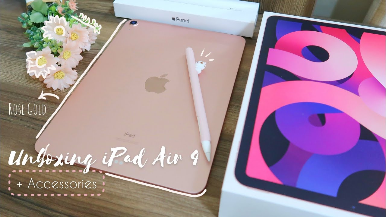 Unboxing iPad Air 4 🍏 Rose Gold 🌸 + Accessories | Indonesia - YouTube