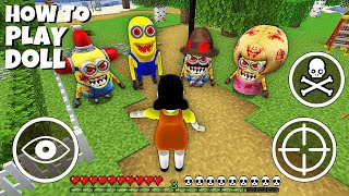 HOW TO PLAY AS DOLL in SQUID GAME  MINECRAFT Minions family vs Scary Minion.exe
