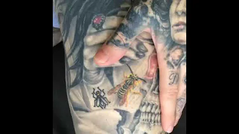 realistic tattoo wasp , 1 year healed by healing Ninja Cris Gherman