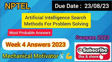 Artificial Intelligence Search Methods For Problem Solving | Week 4 Quiz | Assignment 4 Soln | NPTEL