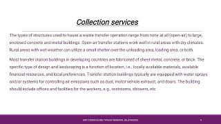 Transfer station  locations, operation and maintenance