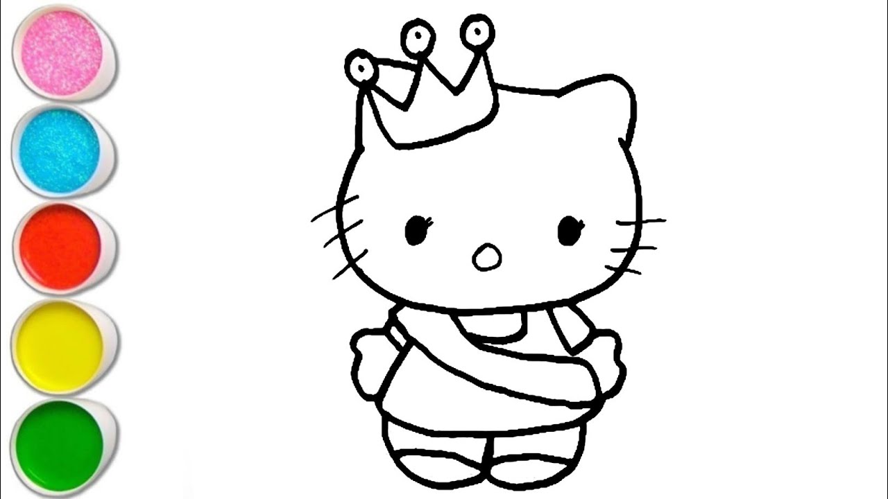 Cute Princess Hello Kitty Drawing, Painting and Coloring For Kids and Toddlers_ Kids Art