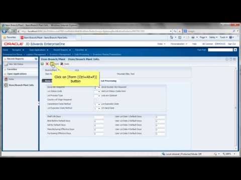 Accessing Item Branch Plant - JDE E1 91 - Inventory Management