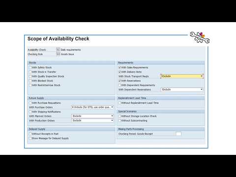 Customizing – Scope of Availability Check | SAPNotes