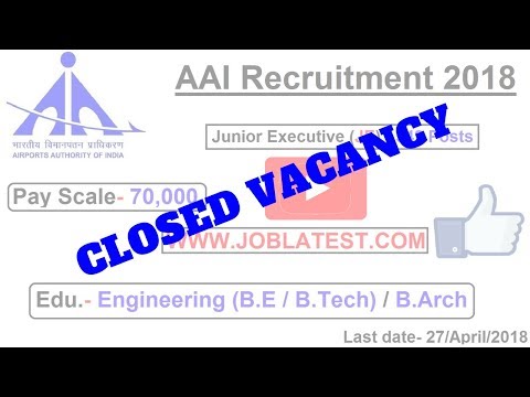 AAI Recruitment 2018 | Executive : 542 Posts | Engineering / B.Arch Govt Jobs