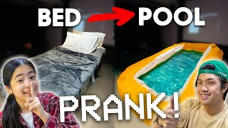 SWIMMING POOL Bed PRANK On Family!! (Epic Fail?) | Ranz and Niana