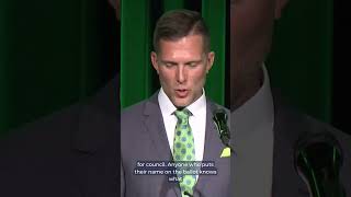 Newly elected Hamilton Mayor Keanin Loomis delivers victory speech