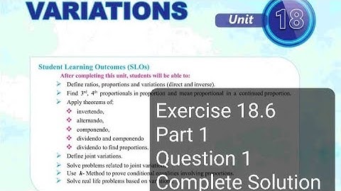 Exercise 18.6 Unit 18 Part 1 Variation New Mathematics Book Class 10