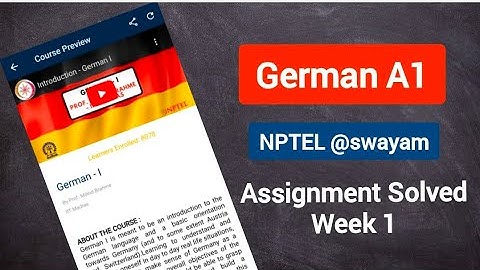 NPTEL German A1 Assignment solved Answers week 1 ll Assignment German A1 NPTEL