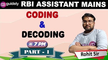 Coding & Decoding (Part 1) - Reasoning by Rohit Sir | RBI Assistant Prelims 2020