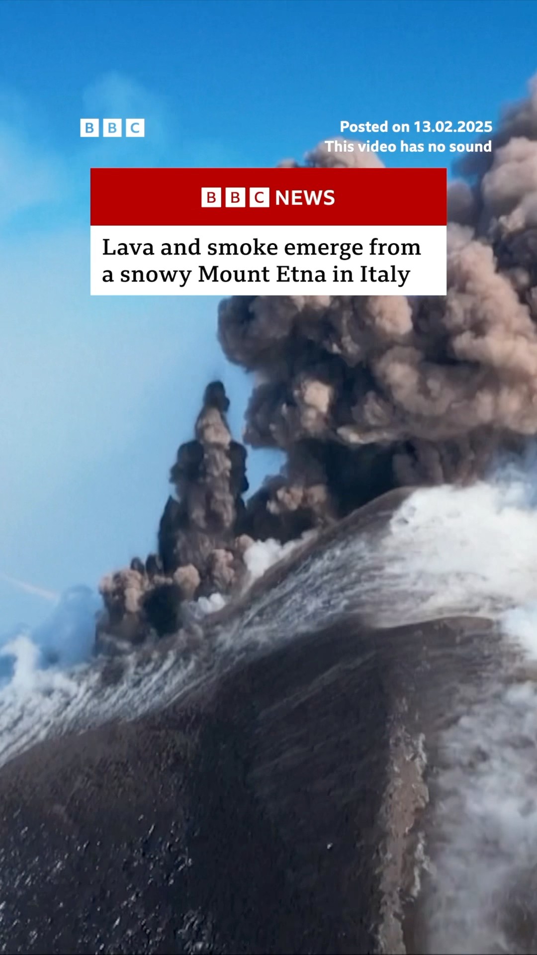 Lava and smoke emerge from a snowy Mount Etna. #Italy #Etna #BBCNews