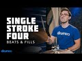 How To Play A Single Stroke Four On The Drums - Drum Rudiment Lesson