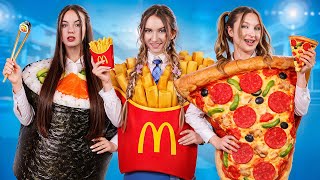Food Challenge for LY Team Girls! Pizza vs Sushi vs McDonalds Girl