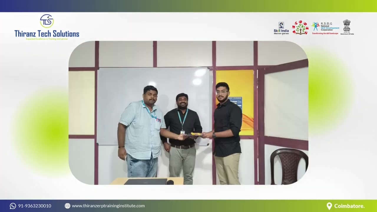 SAP S/4HANA FICO Project Phase III Completed – Trainees Awarded | Thiranz Tech Solutions Coimbatore