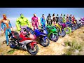 AVENGERS ARMY Motorcycles Epic Speed Jump Challenge Homem Aranha,thor,Iron man,Captain Marvel- GTA 5