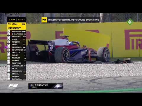 F2 2020 Spain Race 1 Nissany Crashes