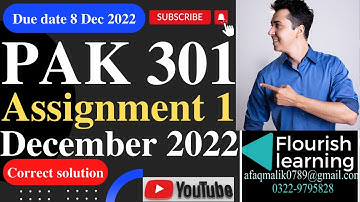 PAK301 Assignment 1 Solution 2022 / PAK 301 Assignment 1 Solution Semester Fall 2022 / VU Assignment