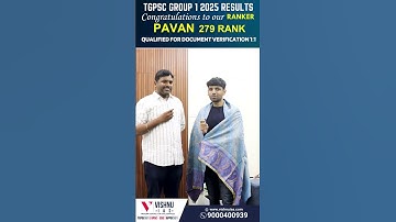 TGPSC Group 1 2025 Results: Congratulations to Our Ranker Pavan 279 Rank | Vishnu IAS Academy