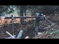 6 SURVIVOR SHELTER buildings in the woods.Made of plastic film.Snow.Wooden.and underground