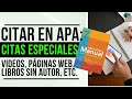 🔴  Citas especiales en APA vídeos, páginas web, libros sin autor o fecha, etc (SÉPTIMA EDICIÓN 2024)