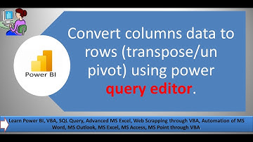 #Convert columns data to rows in power bi using power query#Power bi#advance excel#vba#sql