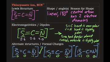 Lewis Structure: SCN- plus dipoles, shape, angles, resonance and formal charges