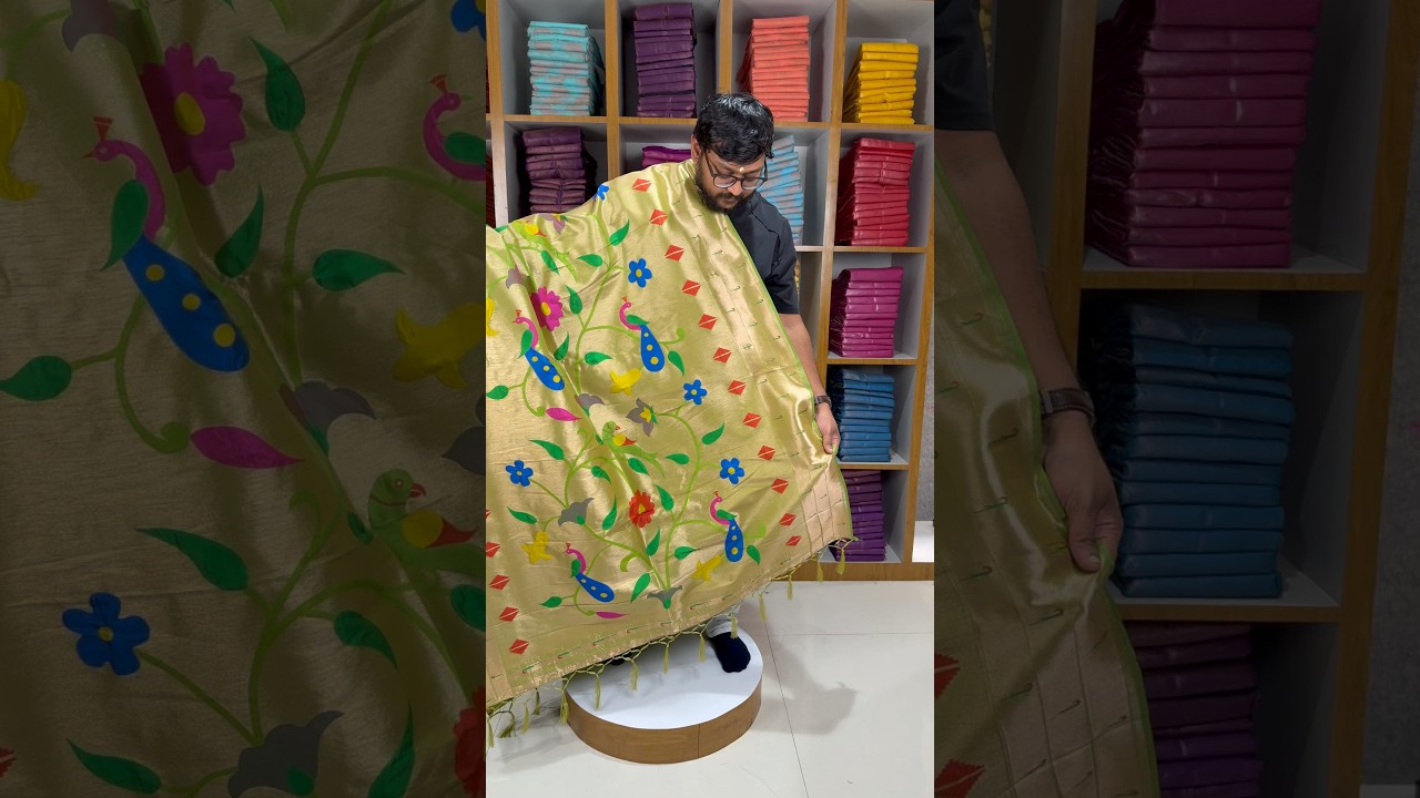 Paithani Jacquard Dupatta with Peacock (Mor) & Floral Weaving