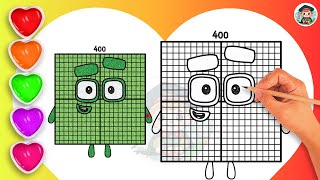 How To Draw Numberblock 400 Coloring🌈 - Learn to draw Numberblock 400 Coloring for kids