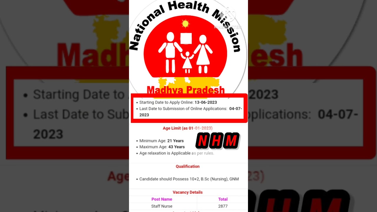 Madhya Pradesh national health mission recruitment 2023//