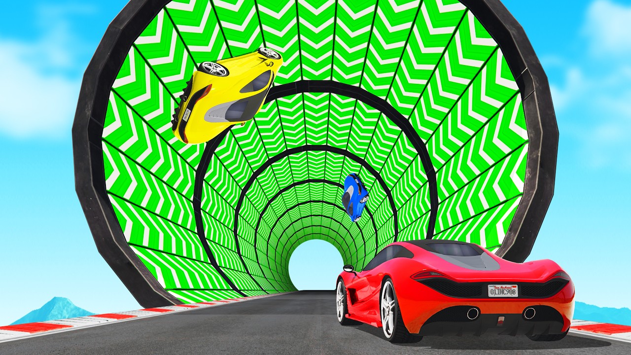 MASSIVE Speed Boost Tunnel Race in GTA 5...