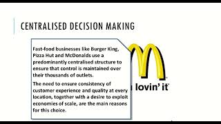 Higher Business Management - Decision Making - Centralised Decentralised