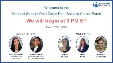 National Student Data Corps: March 2022 Data Science Career Panel