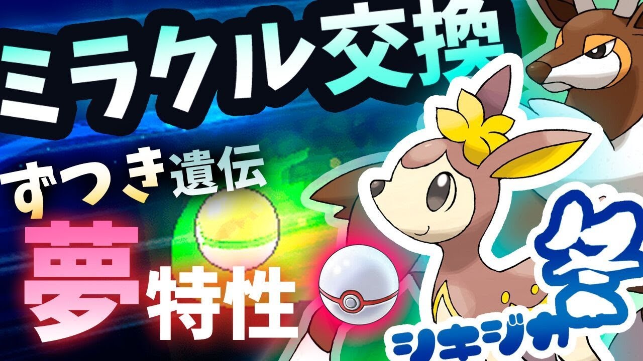 ポケモン ミラクル交換 夢ずつき遺伝シキジカ 冬 Usum Usm H29 12 18 Youtube