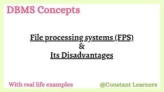 Celebrity 44. File Processing system (FPS) and its disadvantages #dbms #databaseadministrator #databaseusers Profile