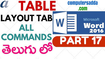 Ms-Word 2016 in Telugu 17 (Table & Layout Commands)(www.computersadda.com)