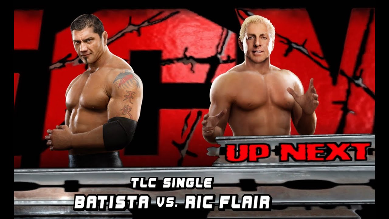 WWE Smackdown vs RAW 2008 Xbox 360 (Batista vs Ric Flair) TLC Single Match