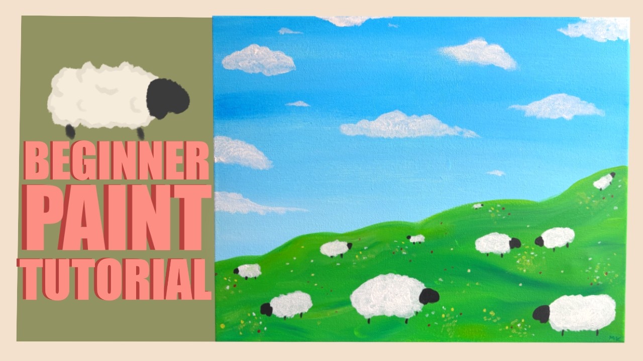 Beginner Paint Tutorial - Sheep in a field! - YouTube