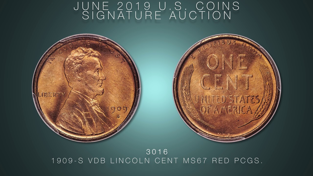 1909-S 1C VDB MS67 Red PCGS. Lincoln Cents | Lot #3016