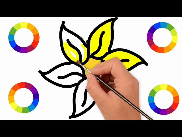 Coloring Drawings For Kids Flower Red Green Yellow Blue Color Easily ||  Little Channel || How To Art - Youtube