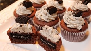How to make Oreo Surprised Cupcake with Cookies and Cream Frosting
