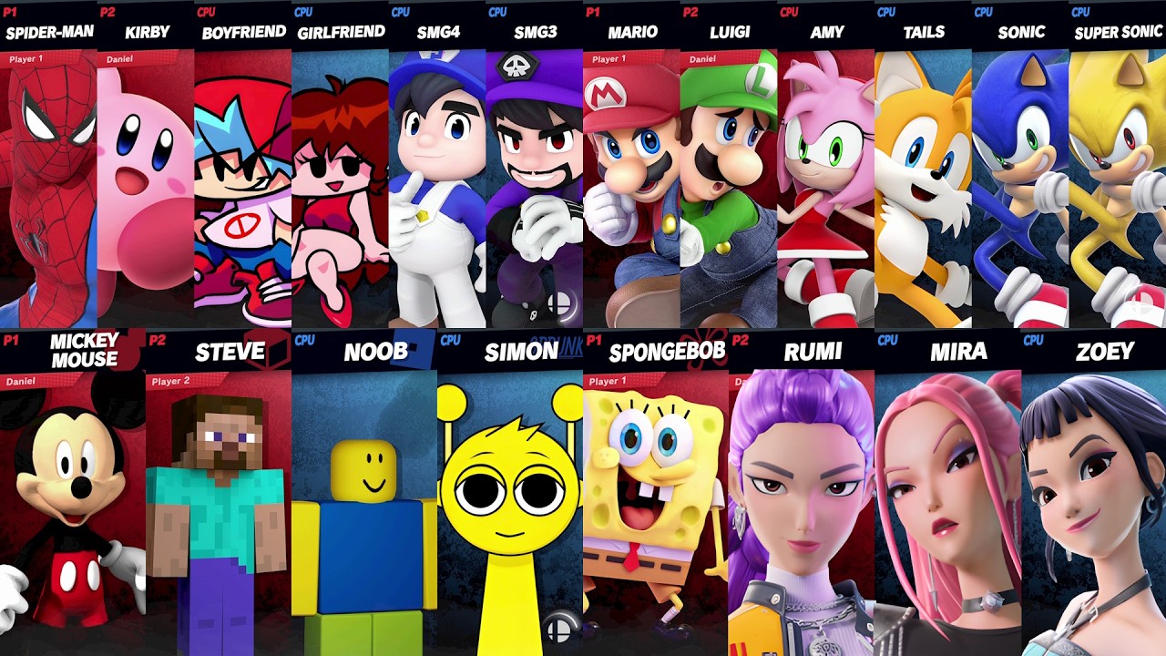 Sonic vs Mario vs Spider-Man vs Mickey vs Rumi vs Minecraft vs Roblox ...