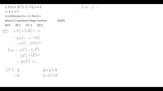 Continuity of Greatest Integer Function | Find k for f(x) = [x²] - [-x²] at x=3 | Calculus Solution
